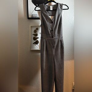 Wrapper Black and White Patterned Jumpsuit